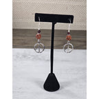 Vintage Peace Sign Dangle Earrings Sterling Silver Beaded Drop