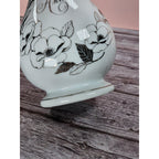 Vintage 25th Anniversary Porcelain Bud Vase with Silver Trim Floral Design