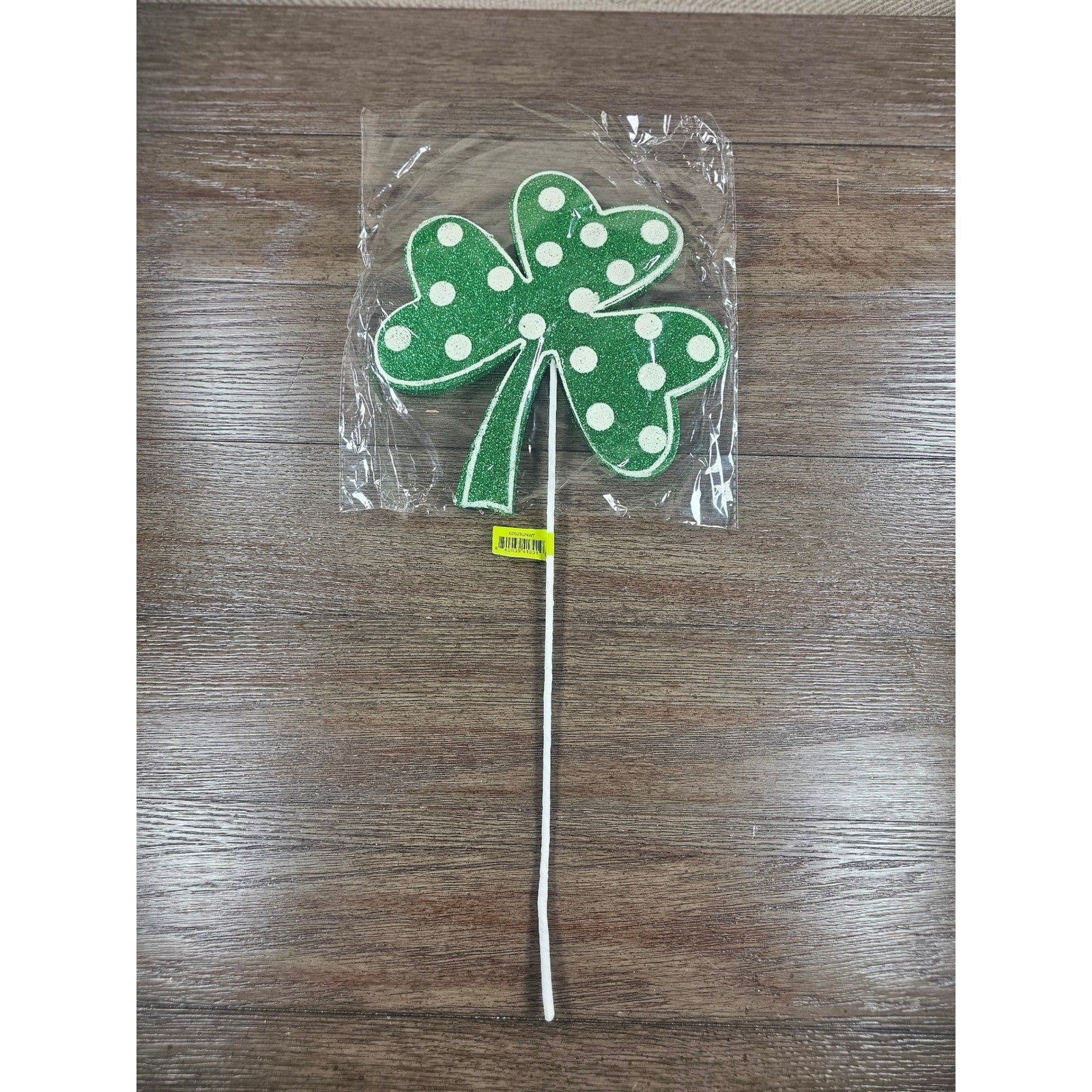 Set of 4 Green Polka Dot Clover Sprays 19" Glitter St Patrick Picks