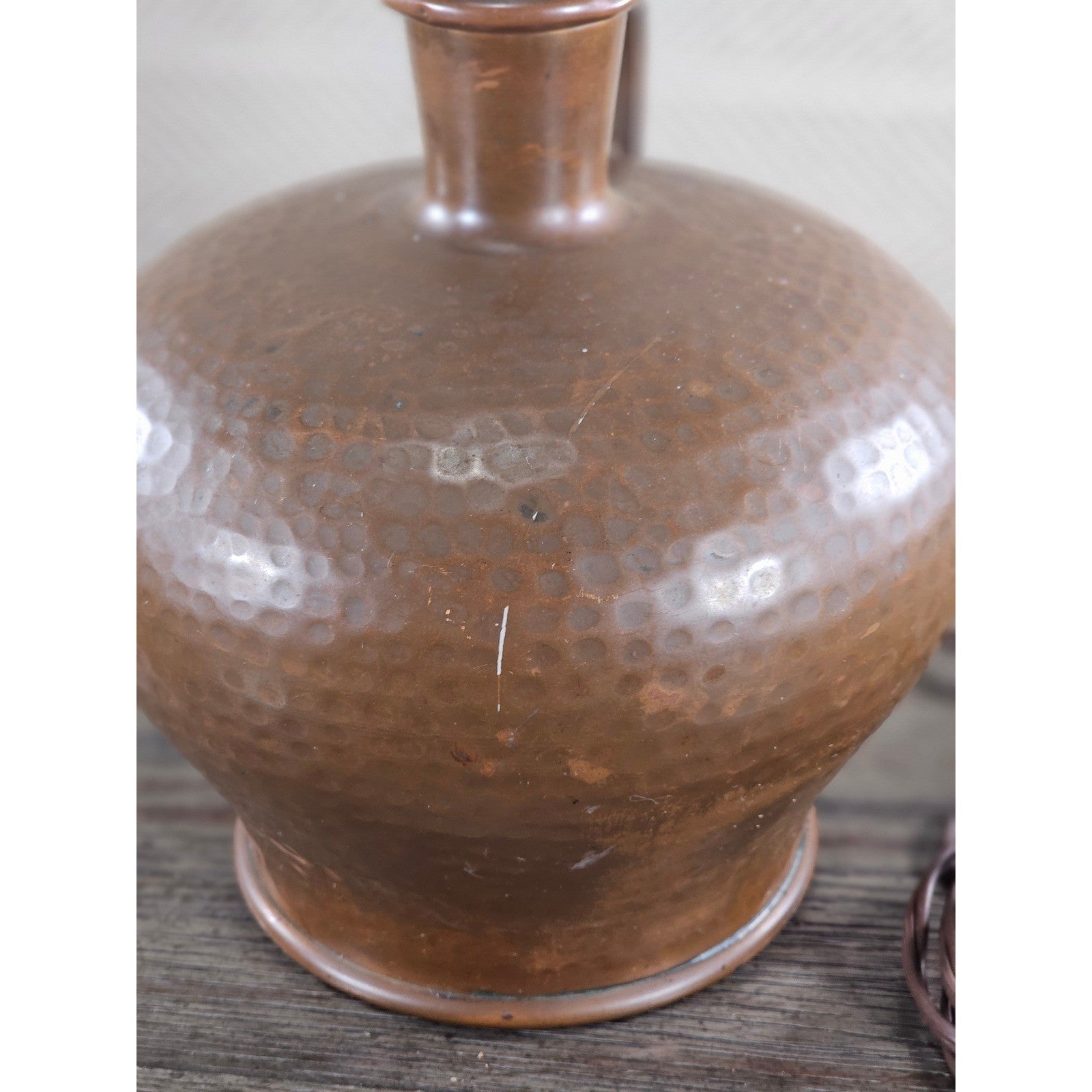 Vintage Hammered Copper Table Lamp 25" Rustic Mid Century Base