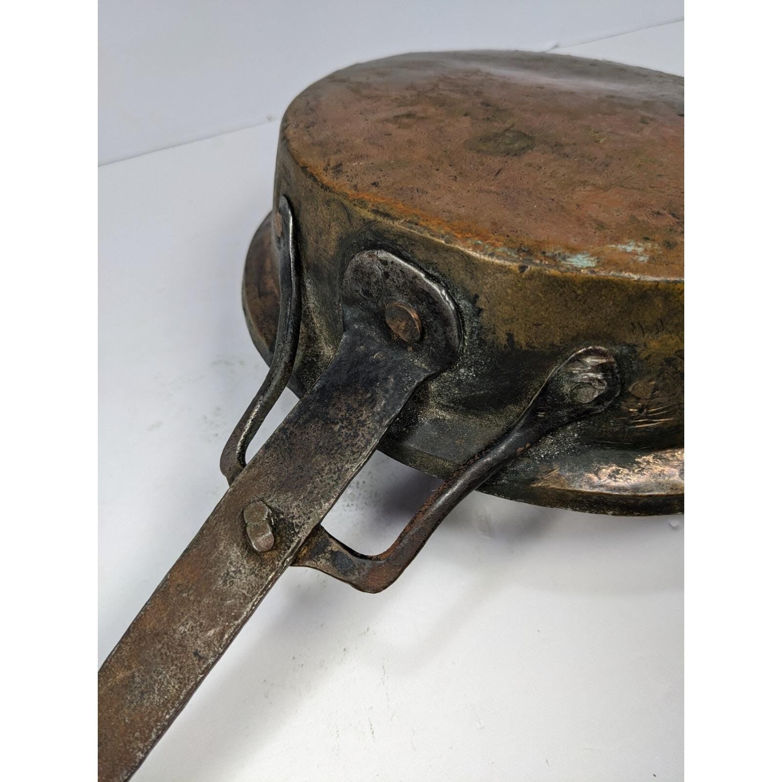 Vintage Copper Saute Pan French Style Copper Pan Wrought Iron Handle