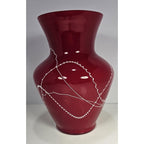 Red Glass Vase White Squiggle Lines Decorative Vase
