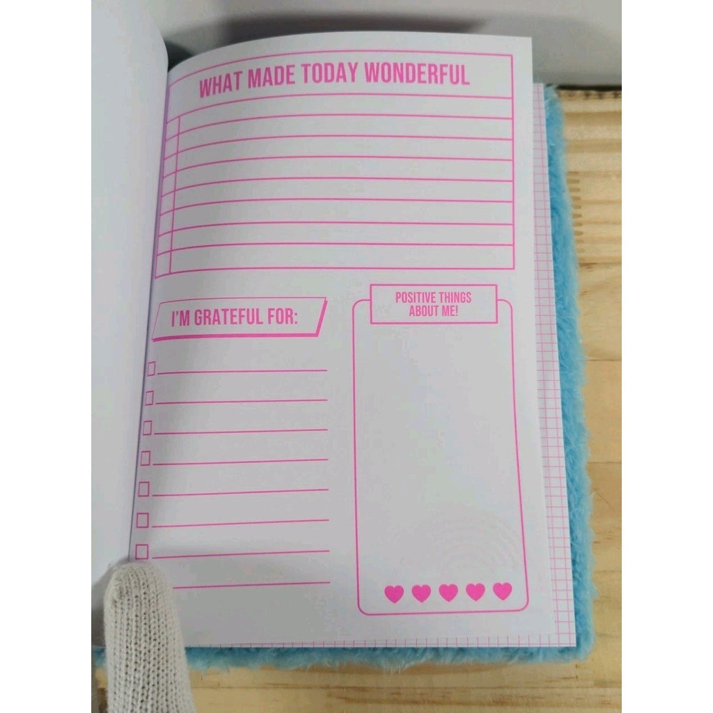 Blue Fuzzy Llama Journal – Plush Notebook – 80 Pages – Kids Cute Stationery