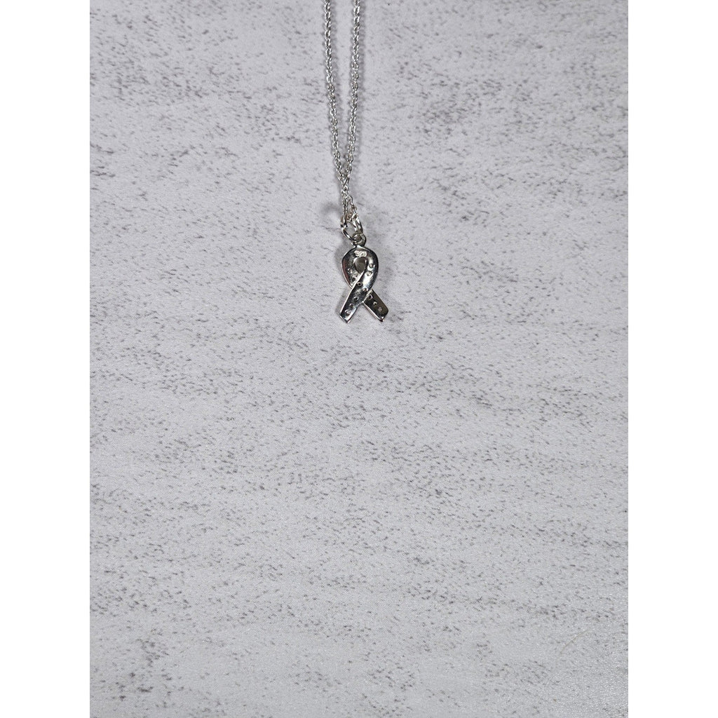Vintage Sterling Silver Ribbon Pendant Necklace Small Charm