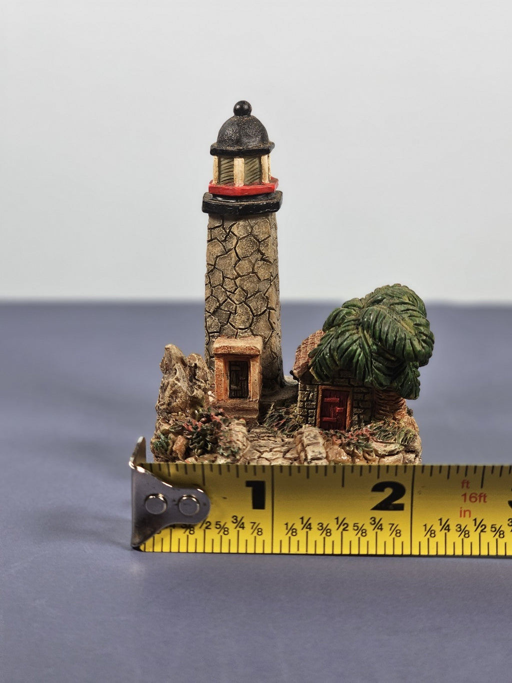 Vintage Ks Collection Lighthouse Figurine With Palm Tree & Cottage