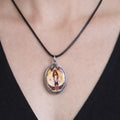 Vintage Religious Icon Pendant Necklace Oval Art Medallion
