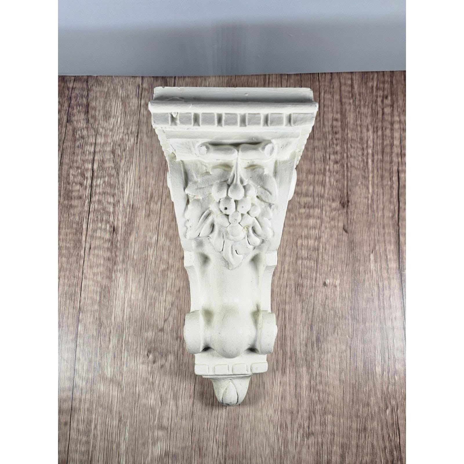 Vintage Grape & Leaf Wall Corbel | White Architectural Corbel 10"