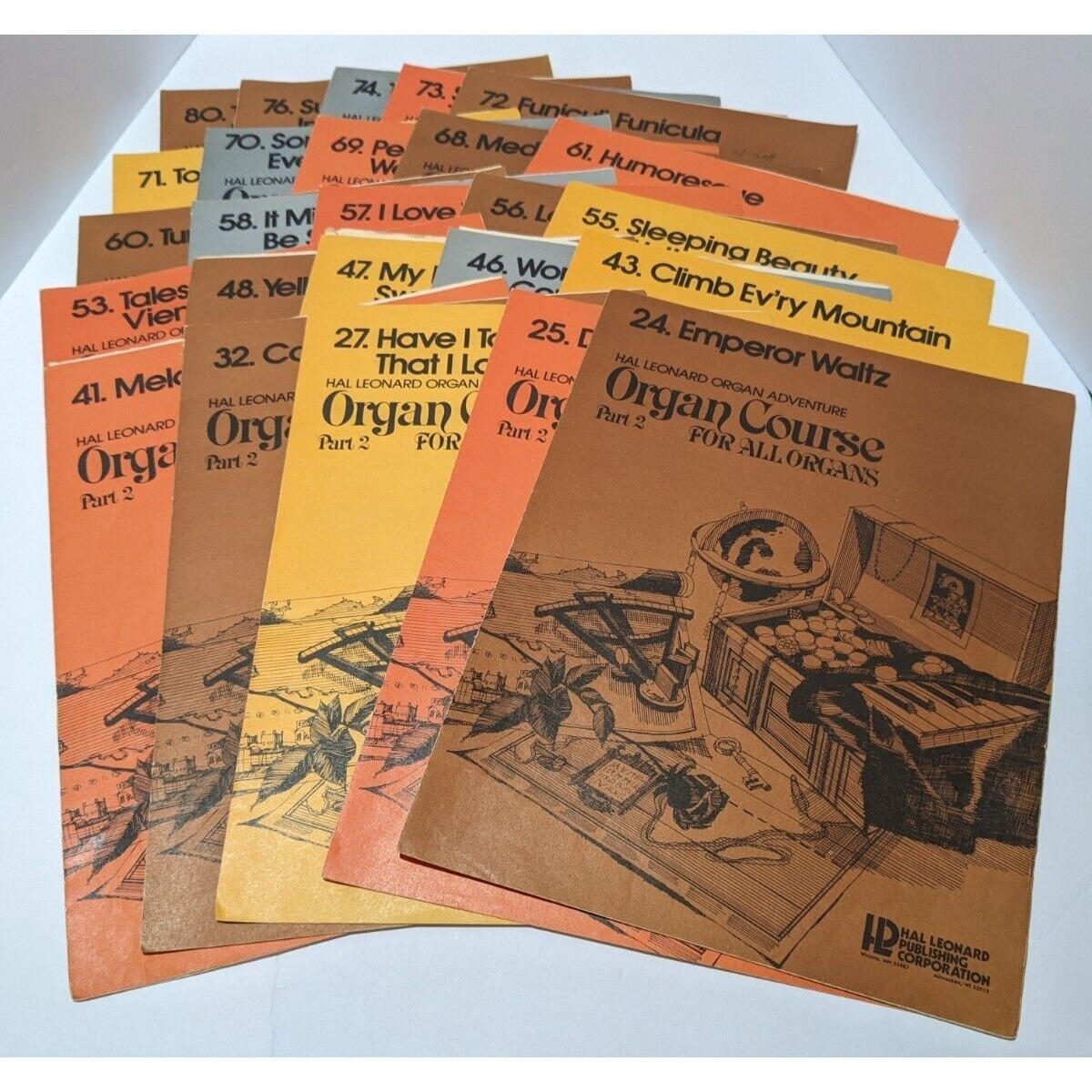 Vintage Organ Adventure Sheet Music Lot of 25 Hal Leonard 1973 Organ Books