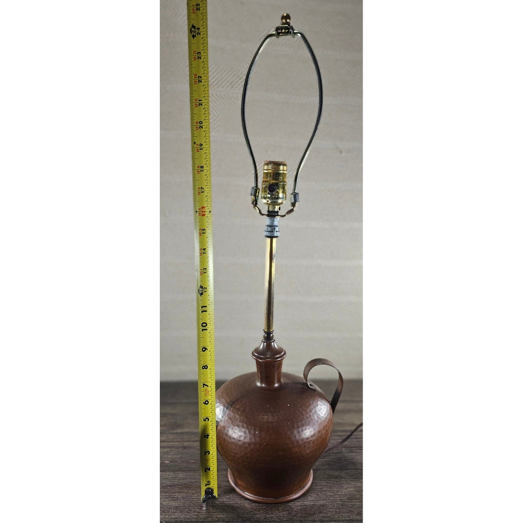 Vintage Hammered Copper Table Lamp 25" Rustic Mid Century Base