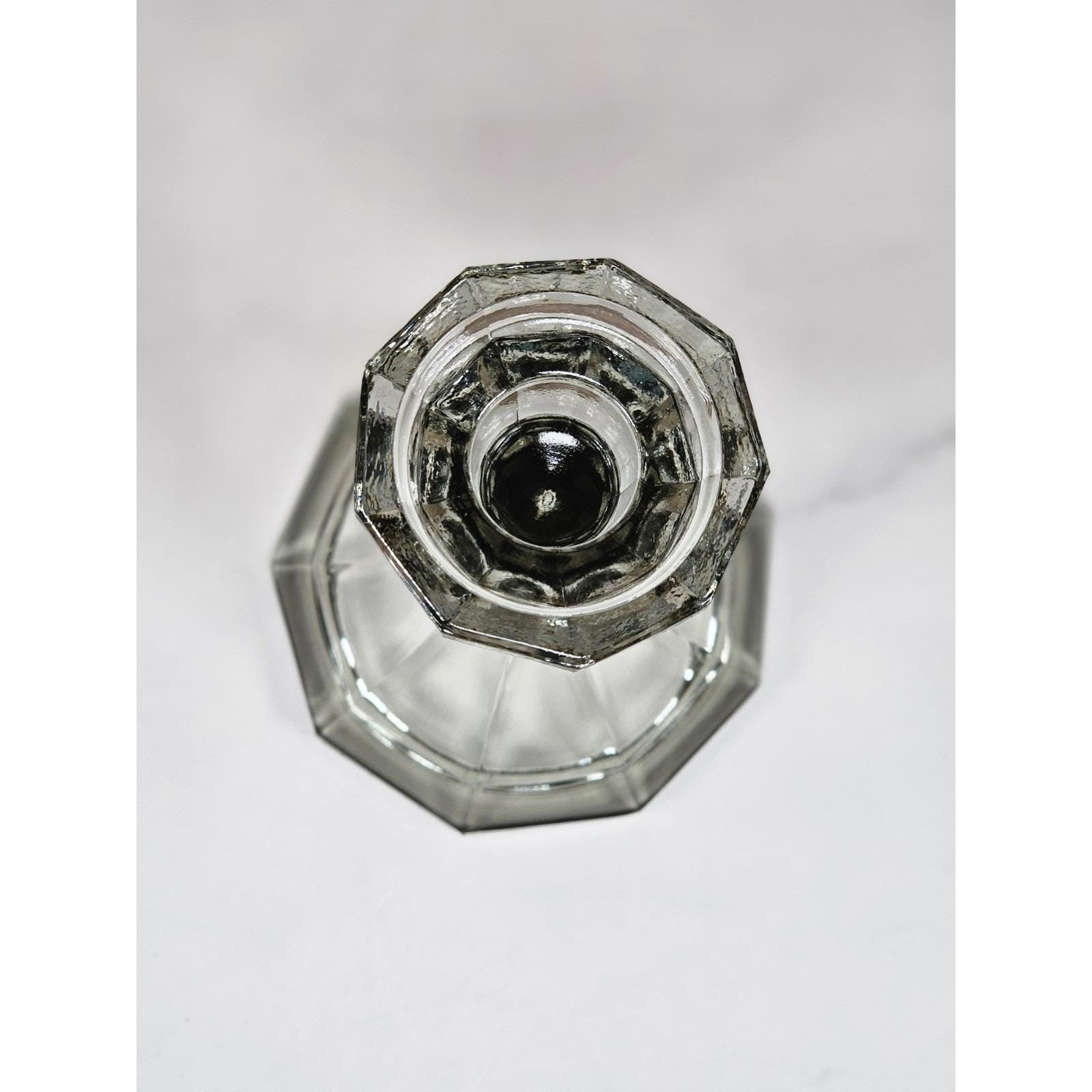 Vintage Fostoria Smokey Glass Candle Holder Faceted 6 Inch USA
