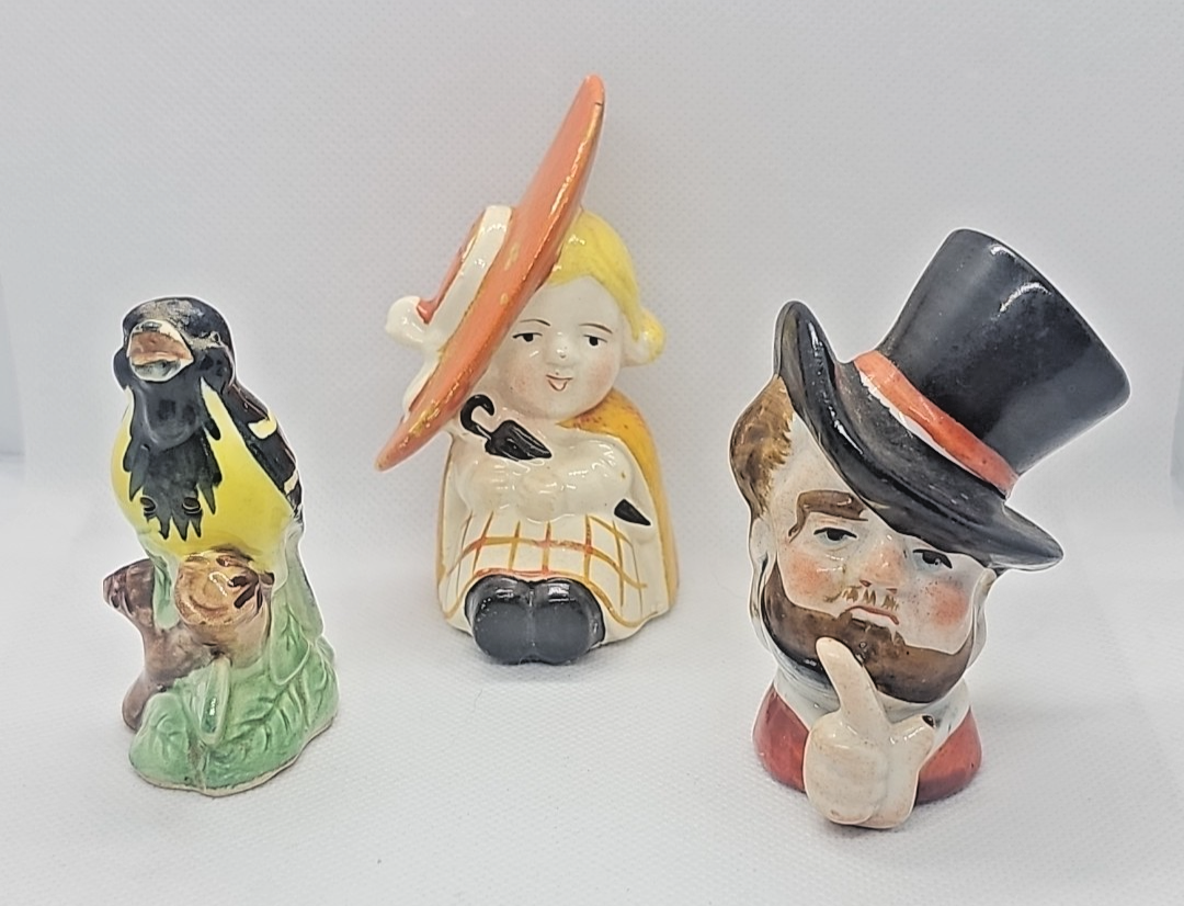 Lot of 3 Vintage Salt & Pepper Shakers – Mixed Styles – Rustic Kitchen Decor