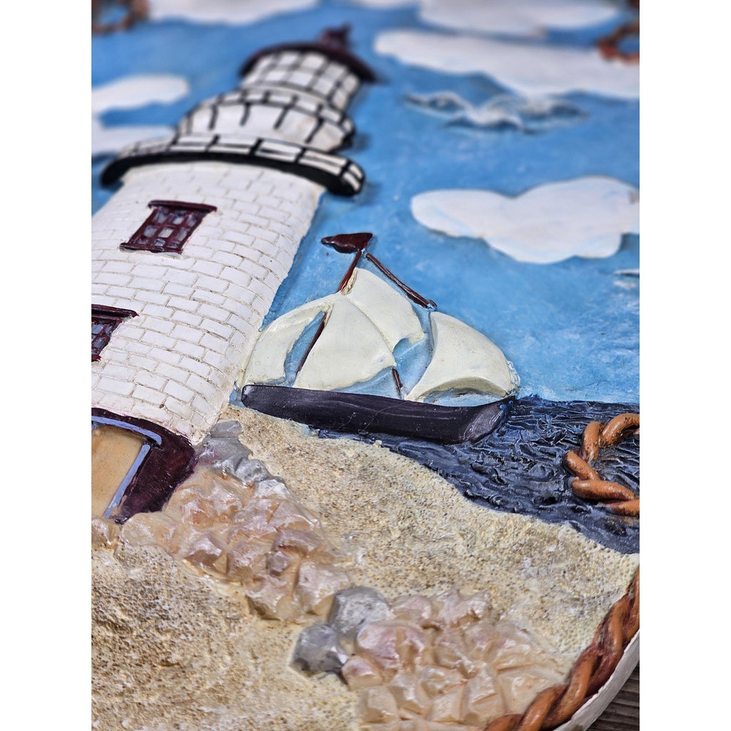 Ganz 3D Lighthouse Coastal Wall Decor – Nautical Beach Hanging Art 12.5"