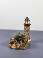 Vintage Ks Collection Lighthouse Figurine With Palm Tree & Cottage