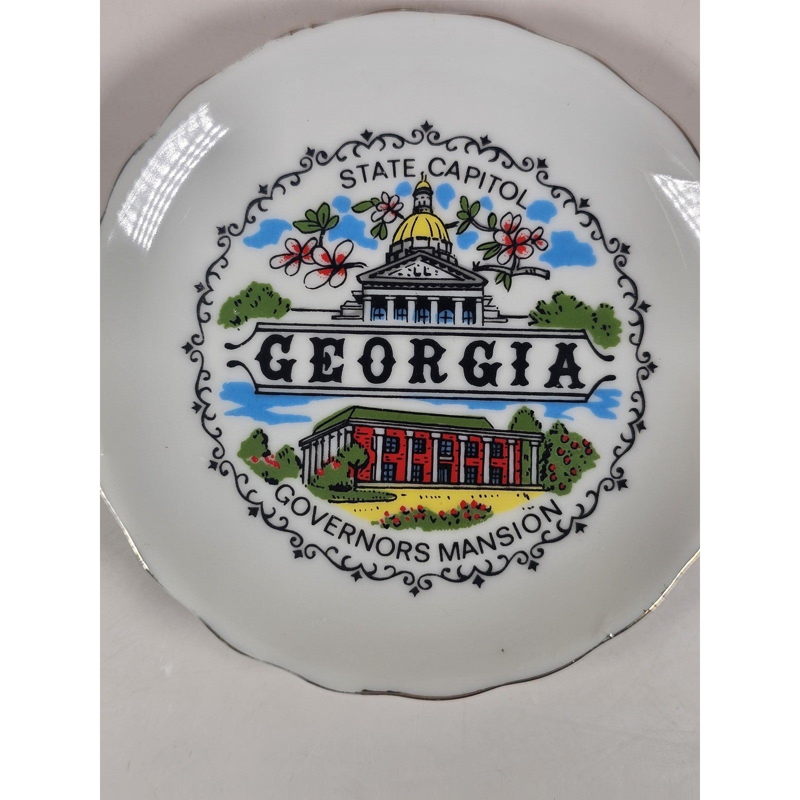 Vintage Georgia Souvenir Plate Mini Capitol Governor Mansion 3.5"