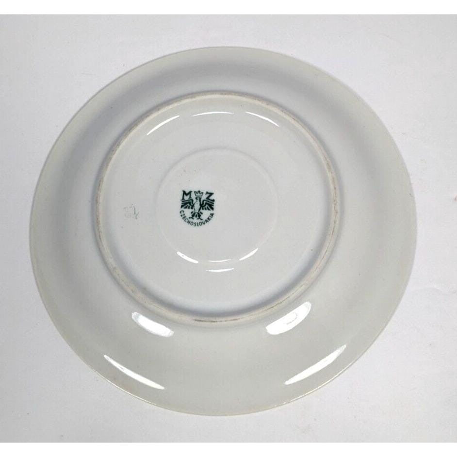 Moritz Zdekauer Saucer Floral Butterfly Gold Rim Czech Porcelain