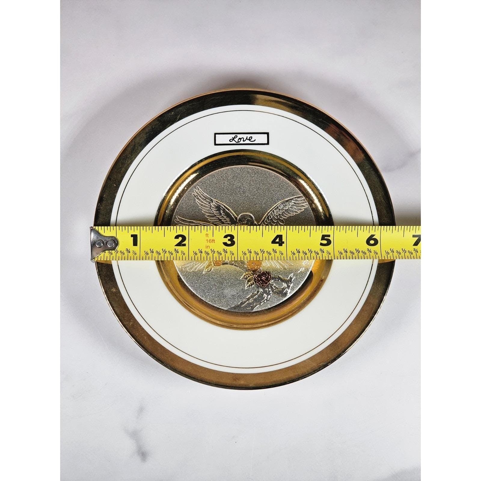 Vintage Dynasty Gallery Chokin Art Plate with Doves Gold Trim Decor