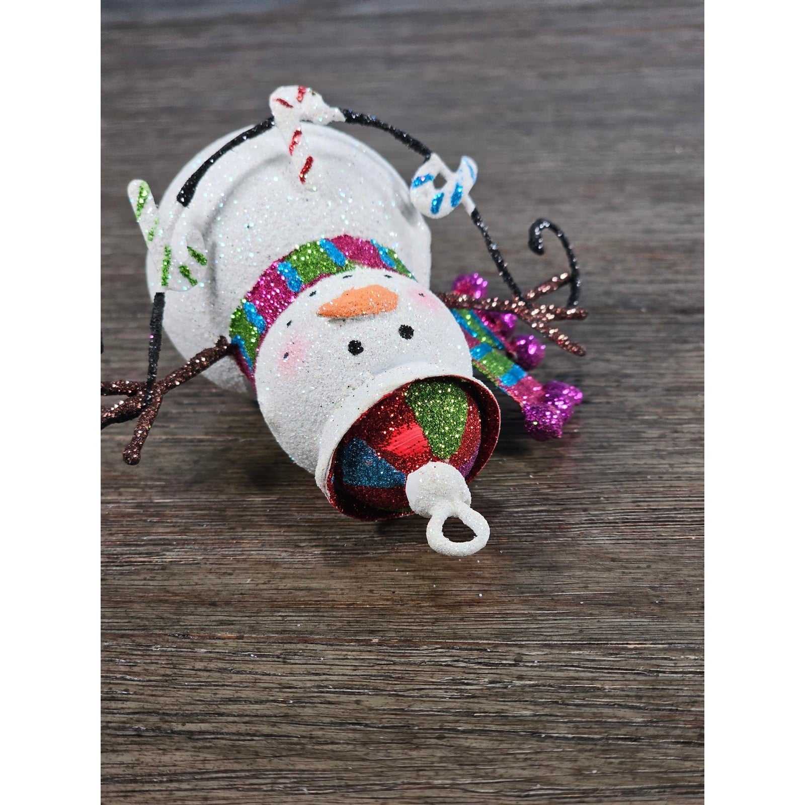Glitter Snowman Christmas Ornament Candy Cane Garland Holiday Decor