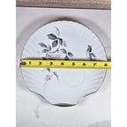Vintage Cherry Blossom Porcelain Snack Plate Silver Trim