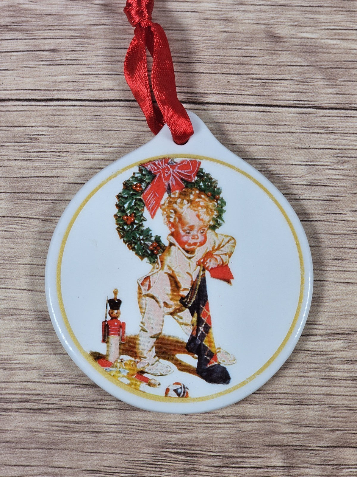 Vintage J.C. Leyendecker Seasons Greeting 2001 Christmas Porcelain Ornament