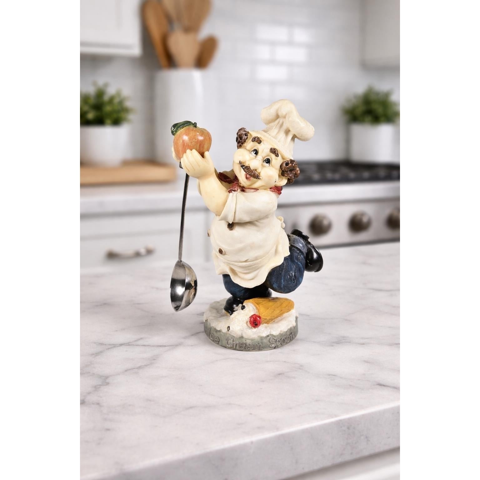 Italian Baker Figurine "Ice Cream Spoon" – Vintage Kitchen Decor – 8" Tall