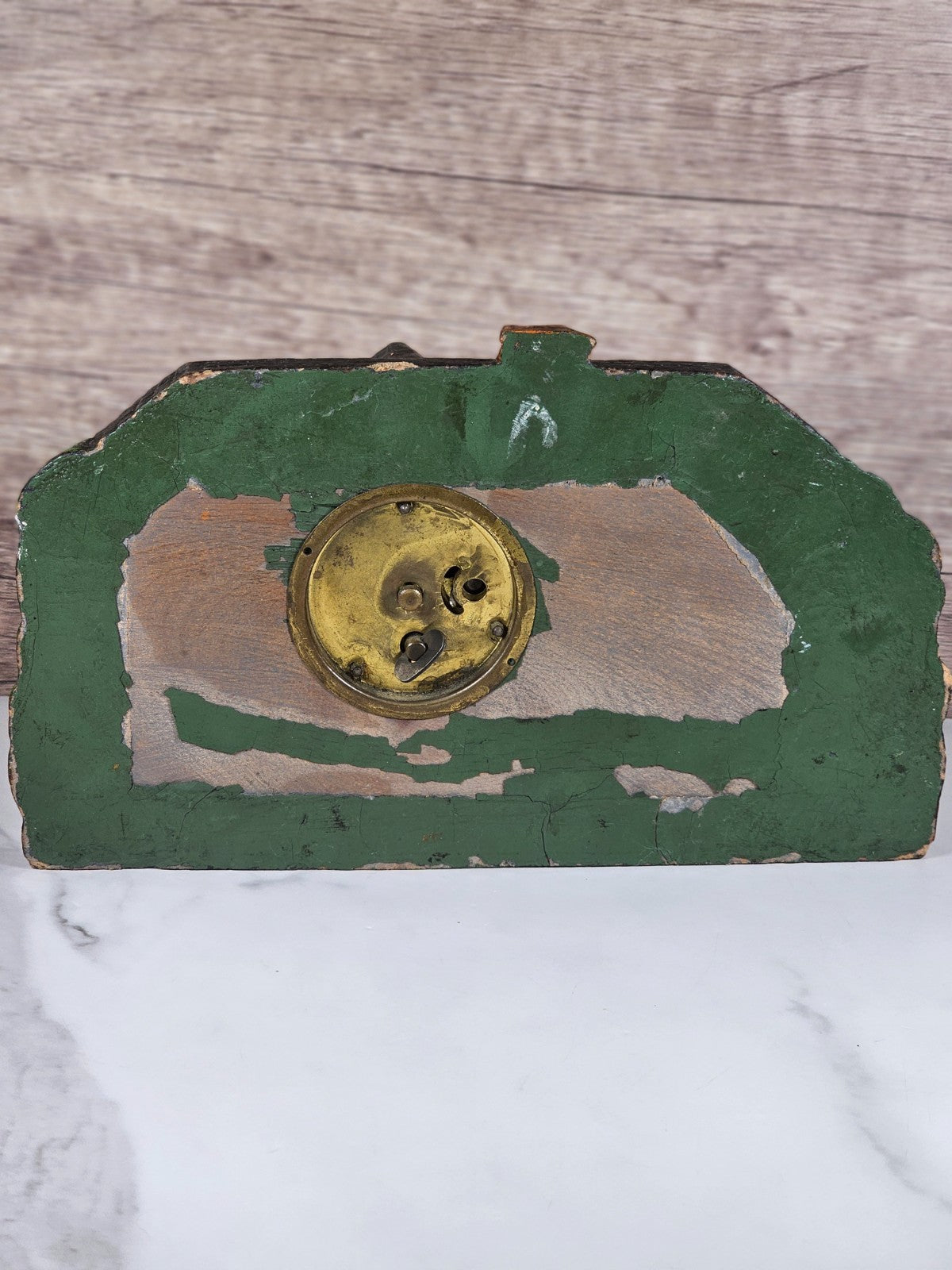 1920's  LUX Clock Co "Bungalow Deluxe Art Clock" Novelty Desk Clock