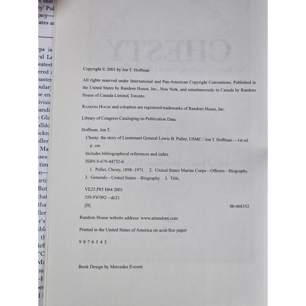 Chesty Lewis B Puller Biography 2001 Hardcover Jon T Hoffman