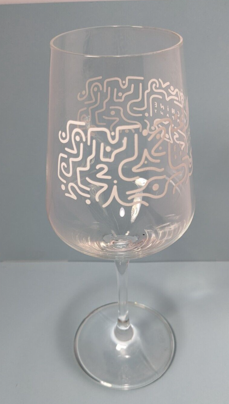 Flying Machine Brewing Company Wine Glass With Abstract Design