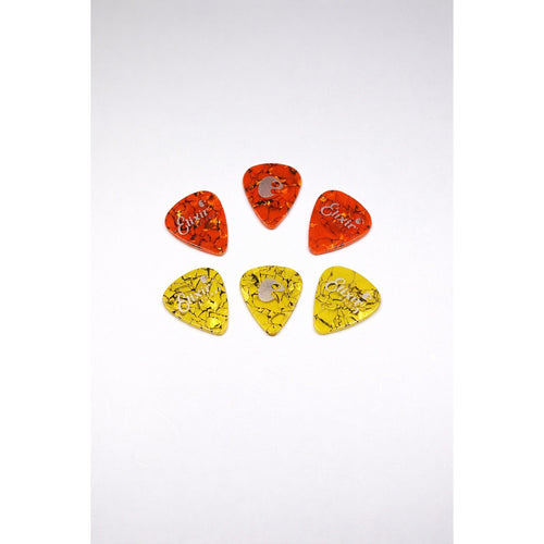 Elixir Promotional Thin Guitar Picks Set of 6 Celluloid Orange 0.55 Yellow 0.59
