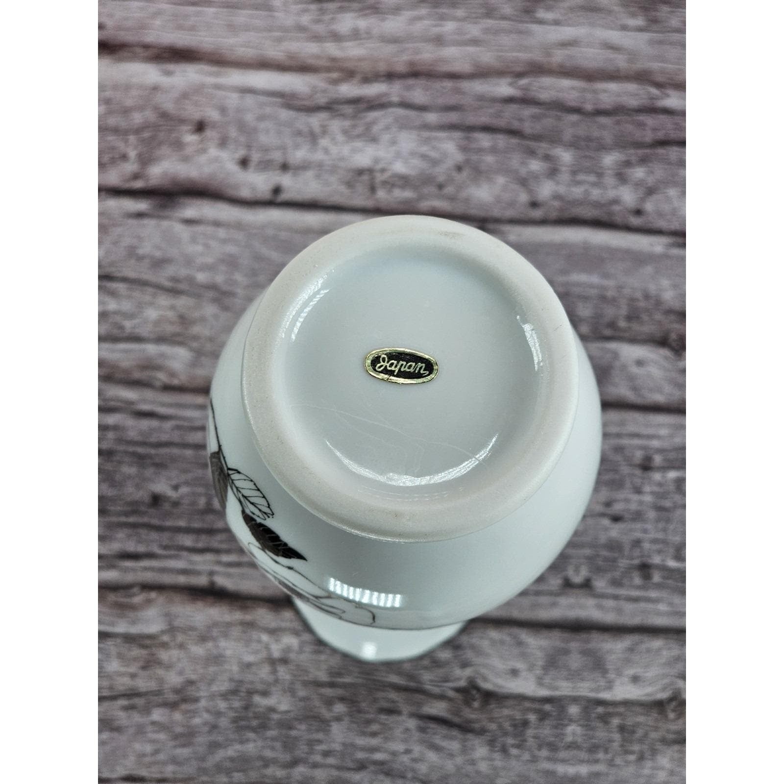 Vintage 25th Anniversary Porcelain Bud Vase with Silver Trim Floral Design