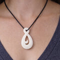Vintage Carved Bone Hei Matau Fish Hook Pendant Necklace