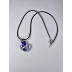 Vintage Glass Heart Vial Necklace Blue Hand Blown Art Glass Pendant