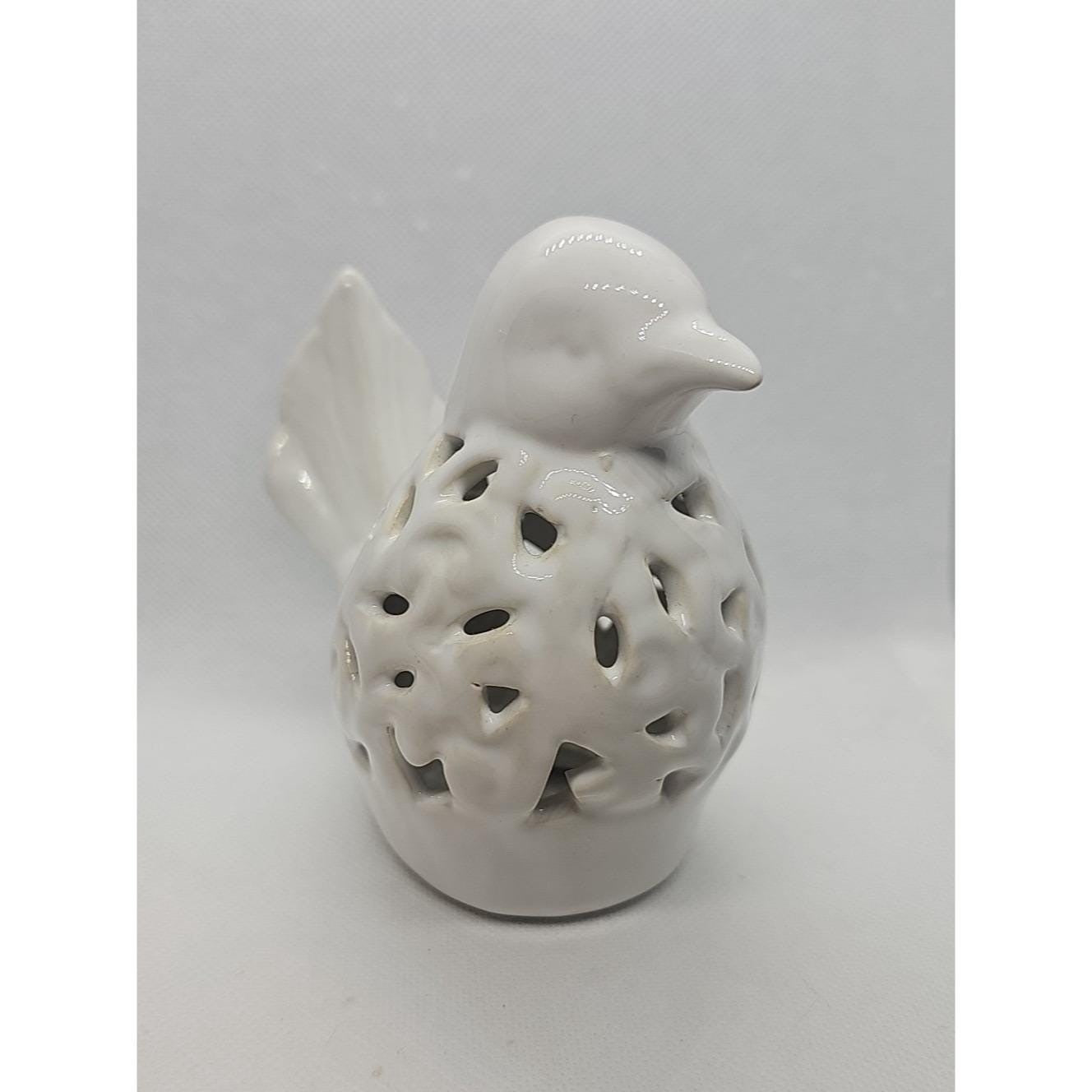 White Porcelain Bird Figurine – 4.5" x 5" Home Décor Accent