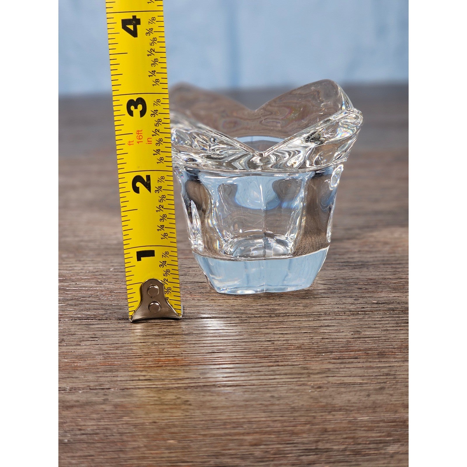 Vintage Clear Glass Votive Candle Holder | Sculpted Glass | 3" x 3"