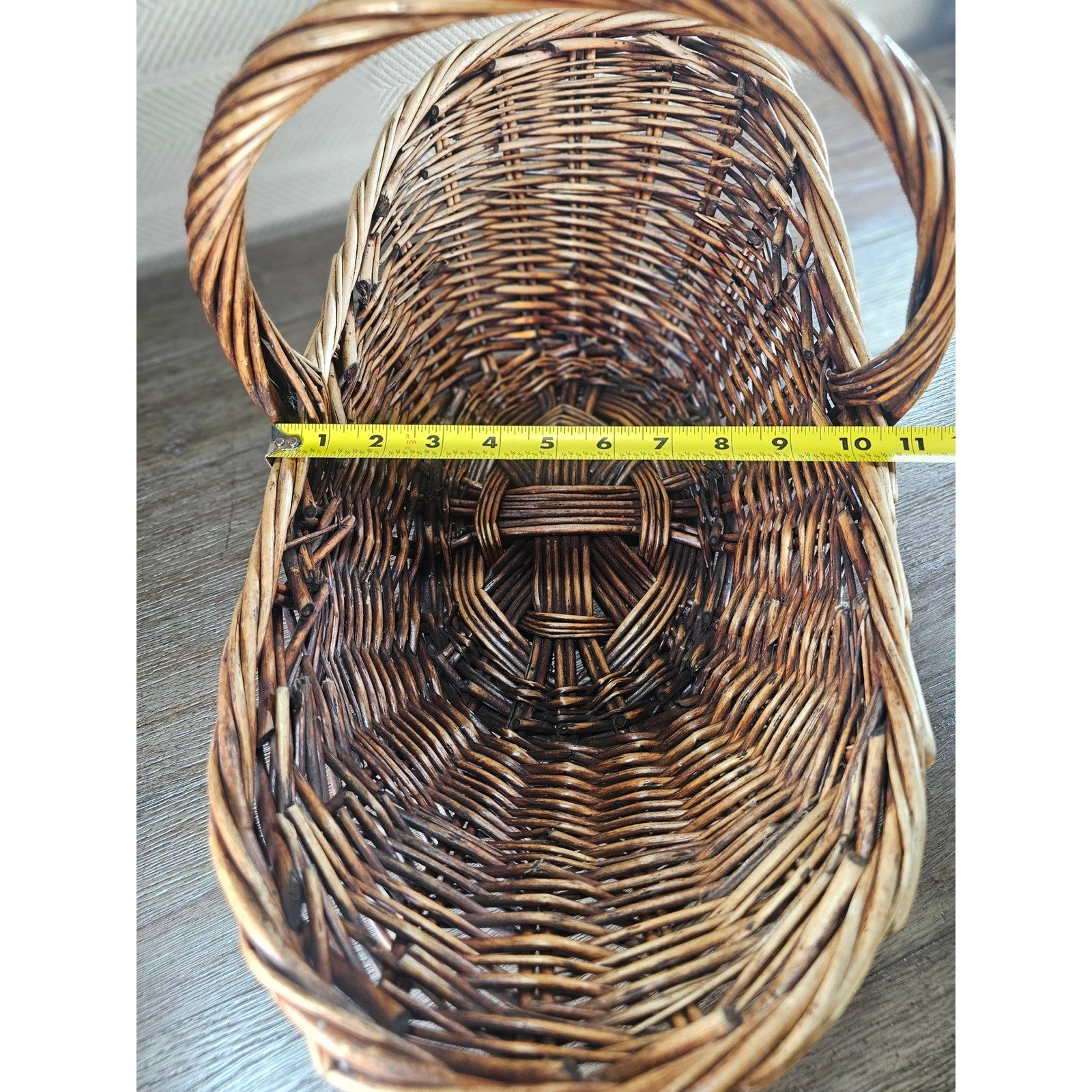 Vintage Wicker Market Basket with Handle | Rustic Farmhouse Storage Basket