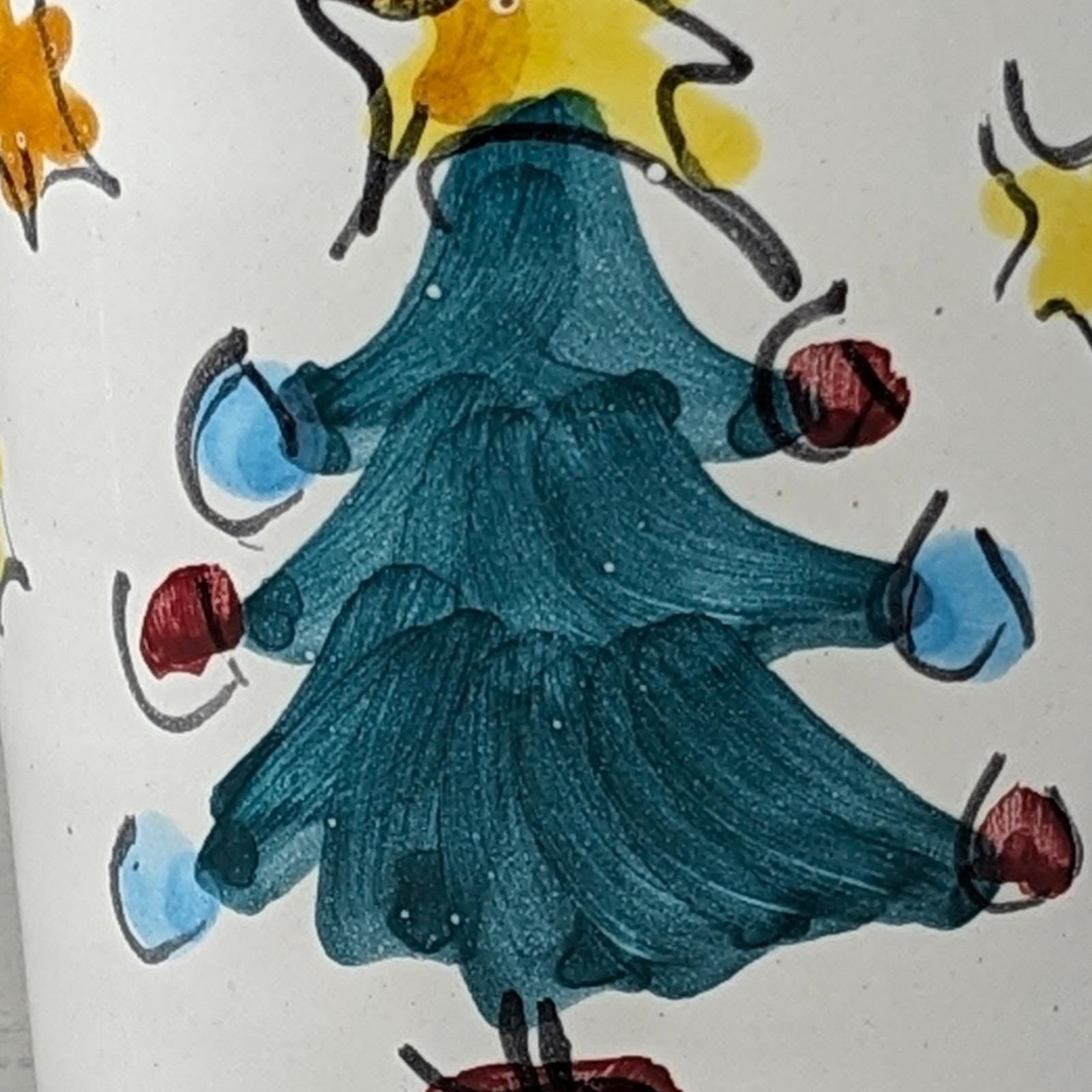 Vintage Vietri Natale Blue Trim Christmas Tree Ceramic Cup