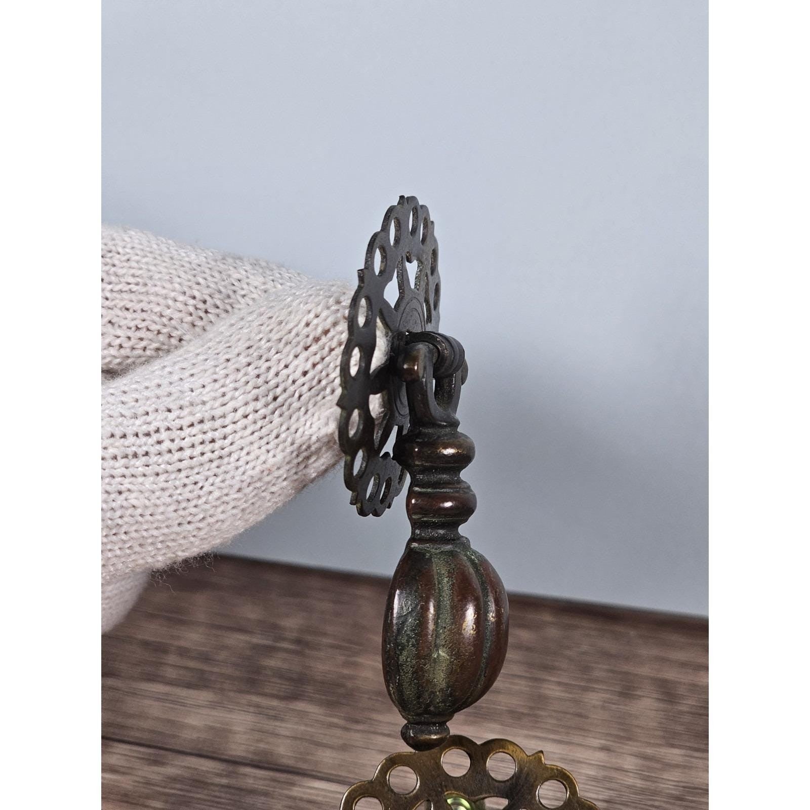 Vintage Brass Bronze Drawer Knobs Set 3 Ornate Cabinet Pulls