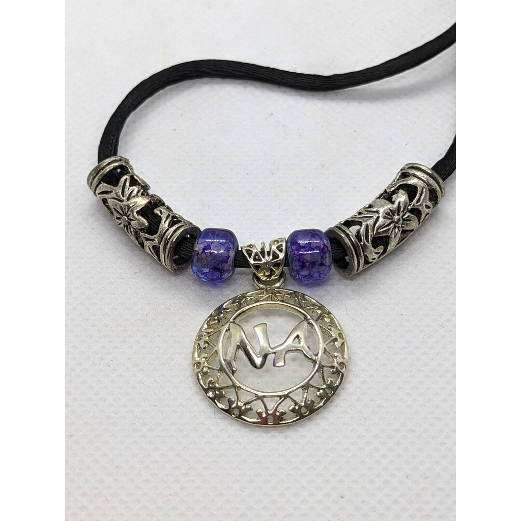 Sterling Silver NA Recovery Pendant Necklace on Cord 16 Inch