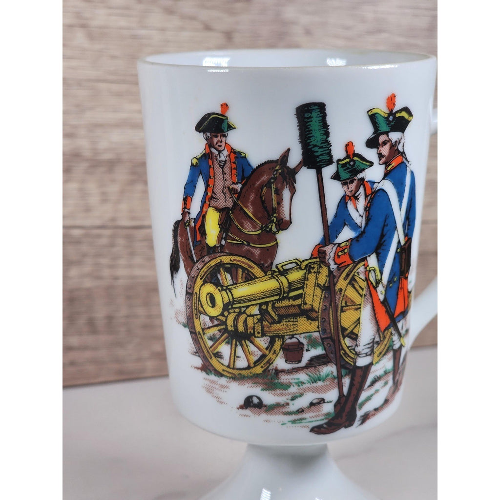 Vintage Fred Roberts Colonial Soldiers Mug Revolutionary War Pedestal Cup
