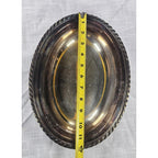 Vintage Silver Plated Oval Serving Dish Twisted Rope Edge 12x9