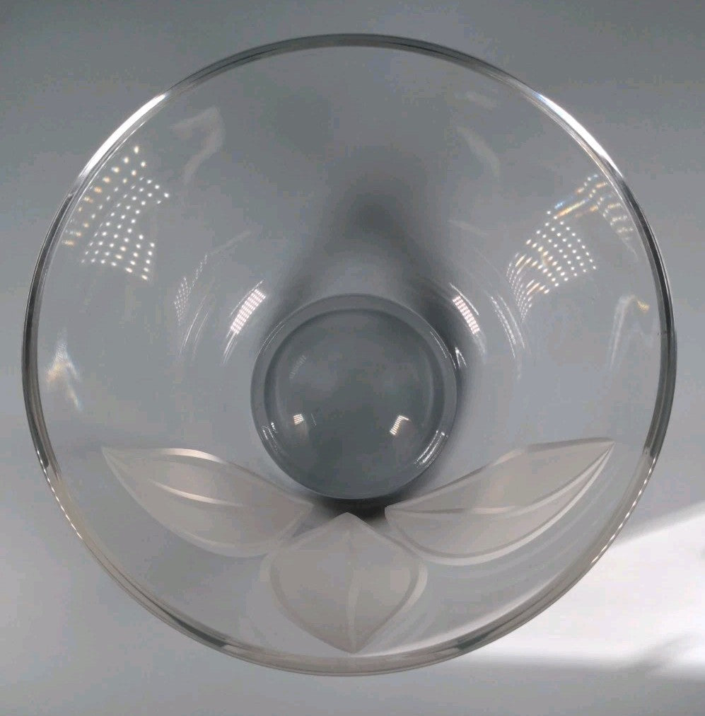 Vintage Crystal Etched Frosted Leaf Vase