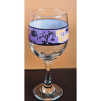 Vintage Halloween Wine Glass with Purple Spooky Silhouette Band