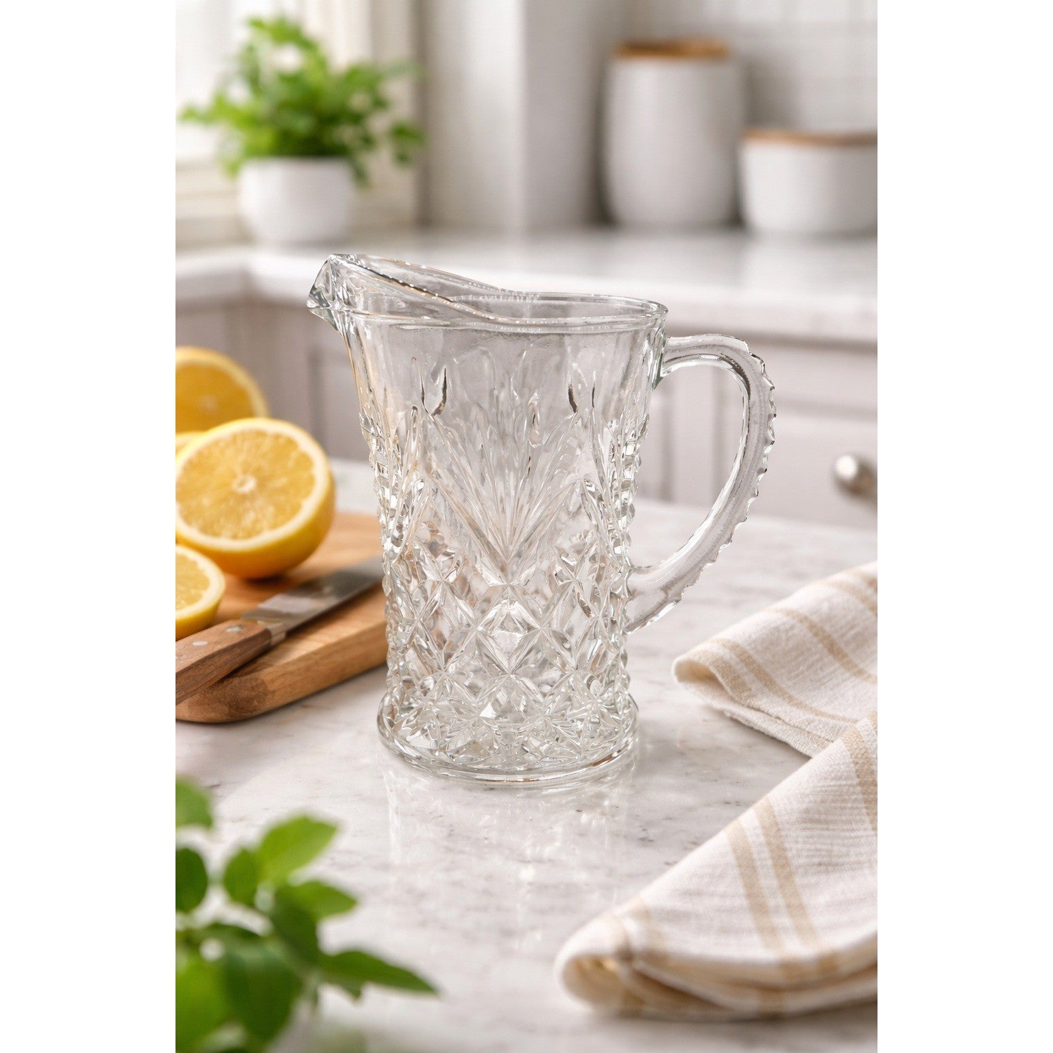 Vintage 5" Tall Anchor Hocking Pressed Pineapple Glass Creamer Pitcher 1960s