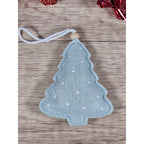 Felt Christmas Tree Ornaments Gray White Sparkle Set of 3