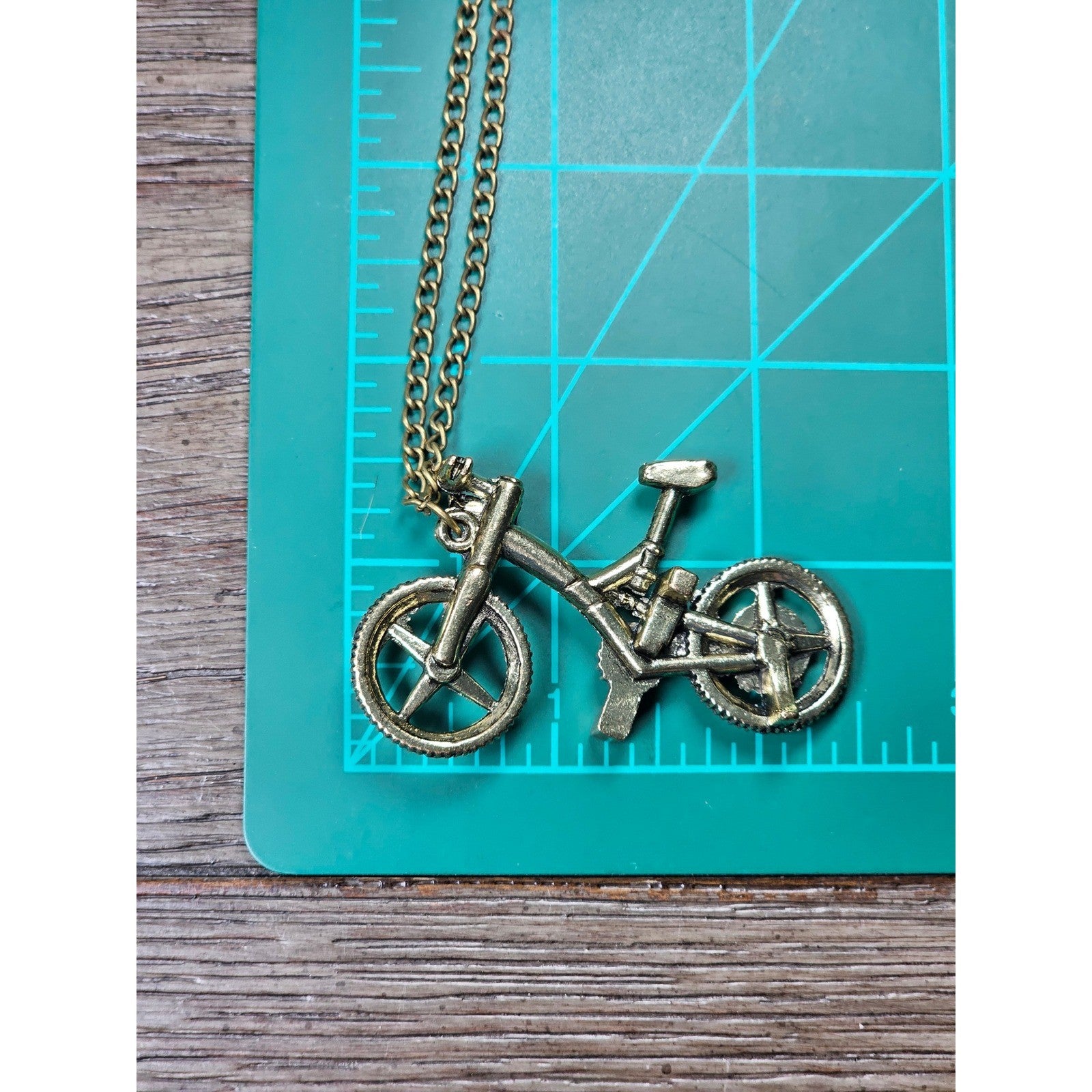 Vintage Bicycle Pendant Necklace Gold Tone Bike Charm Cyclist Jewelry