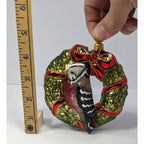 Vintage Hand Blown Glass Bird Wreath Christmas Ornament
