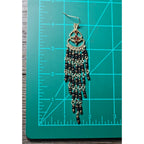 Vintage Gold Tone Beaded Chandelier Earrings Brown Black Dangle