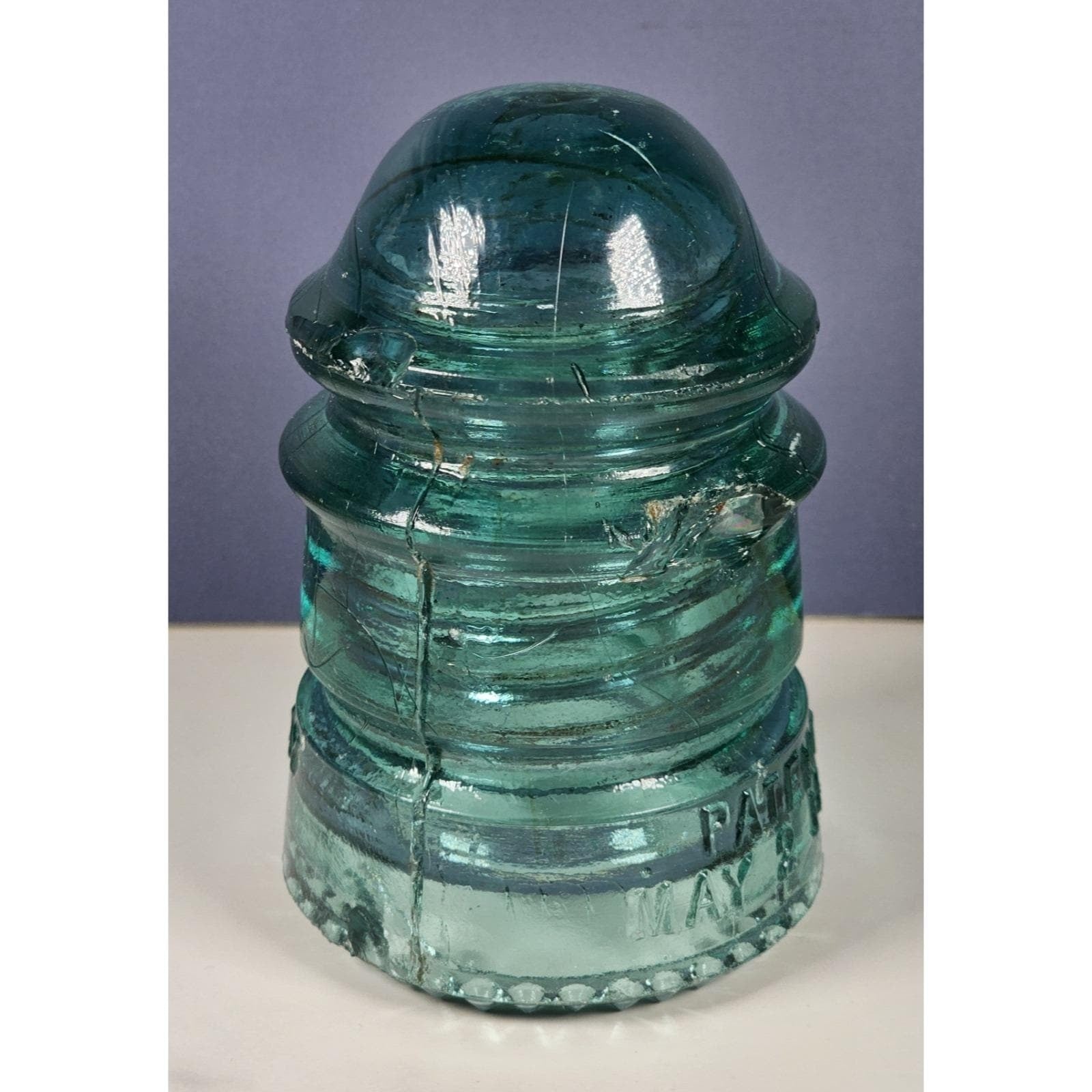 Vintage Hemingray No 12 Glass Insulator Aqua May 2 1893 Patent