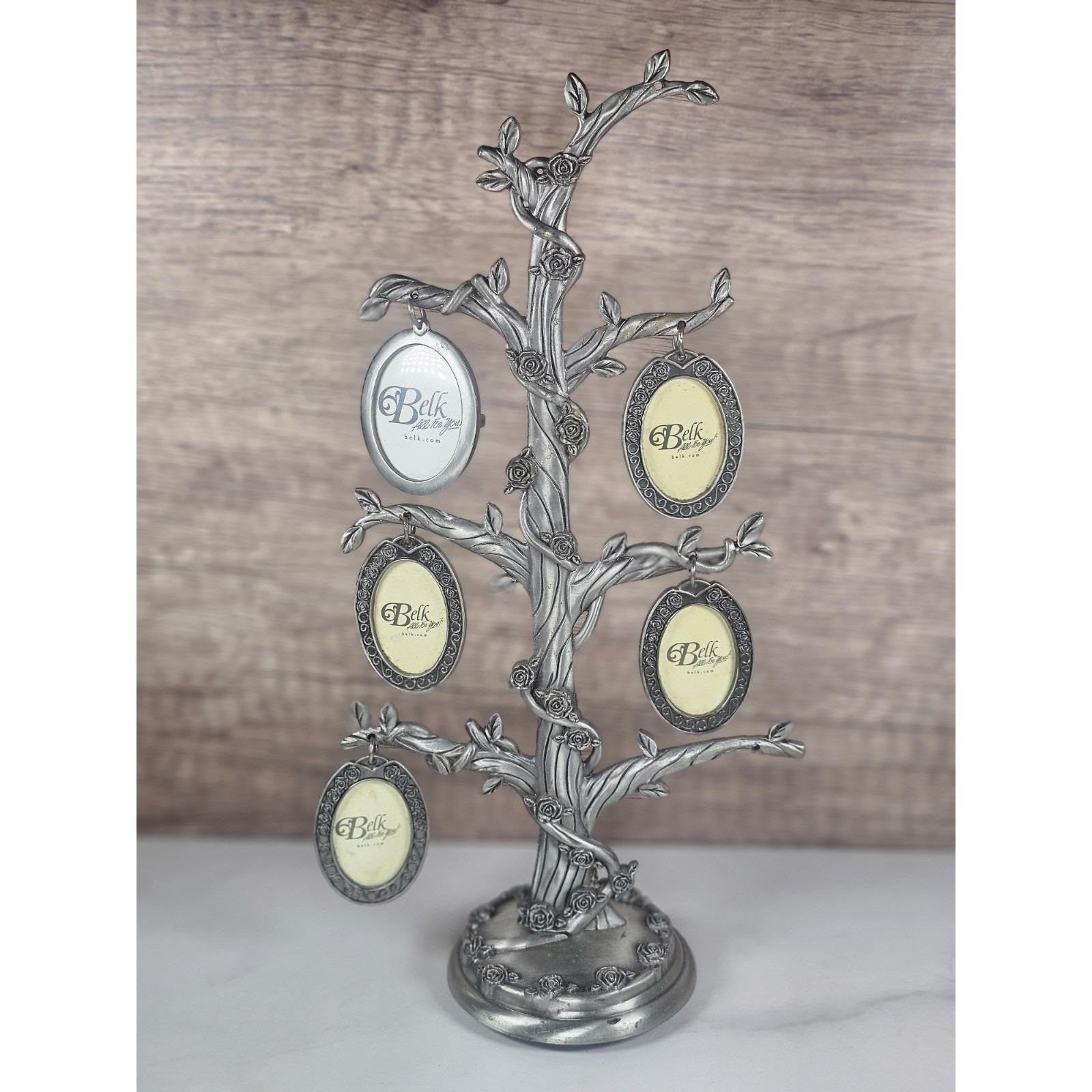 VTG Belk Pewter Rose Bush Family Cameo Photo Holder Display, 11.5" Project Piece