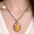 Vintage Gemini Snake Pendant Necklace Orange Zodiac Charm