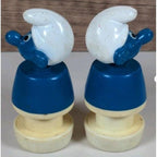Vintage Smurf School Bus Figures Peyo 1982 Set of 2 Plastic